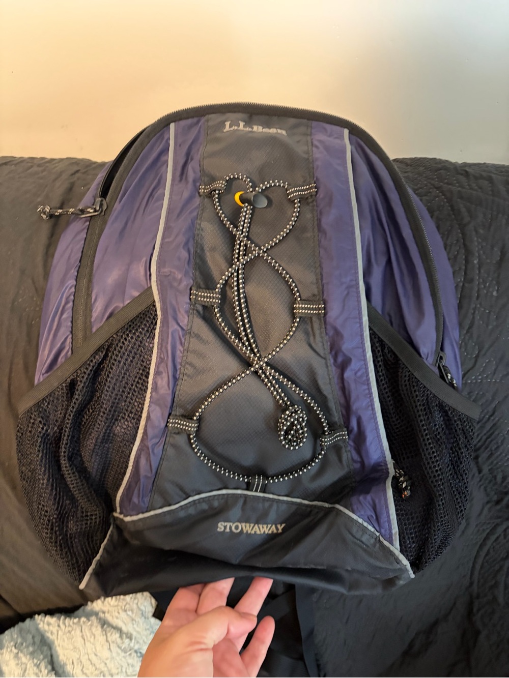 L.L. Bean Stowaway Men’s Backpack — Purple and Black